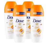 Dove Deodorante Go Fresh Roll-On con Frutto della Passione Protezione 48h 0% Alcol Antitraspirante Profumo Fresco e Fruttato - 4 Flaconi da 50ml