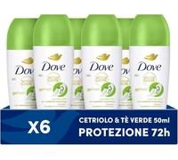 Dove, Deodorante Roll On Advanced Care Cetriolo e Tè Verde, Deodorante Antitraspirante, Formula Delicata Con Tripla Azione Idratante, Protezione Fino a 48 Ore, Deodorante Uomo e Donna, 6 Pezzi da 50ml