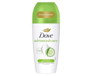 Dove, Deodorante Roll On Advanced Care Cetriolo e Tè Verde, Deodorante Antitraspirante, Formula Delicata Con Tripla Azione Idratante, Protezione Fino a 48 Ore, Deodorante Uomo e Donna, 50ml