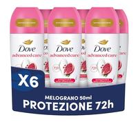 Dove, Deodorante Roll On Advanced Care Melograno, Deodorante Antitraspirante, Formula Delicata Con Tripla Azione Idratante, Protezione Fino a 48 Ore, Deodorante Uomo e Donna, 6 Pezzi da 50 ml