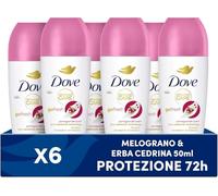 Dove, Deodorante Roll On Advanced Care Melograno, Deodorante Antitraspirante, Formula Delicata Con Tripla Azione Idratante, Protezione Fino a 48 Ore, Deodorante Uomo e Donna, 6 Pezzi da 50 ml