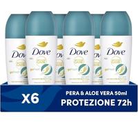 Dove, Deodorante Roll On Advanced Care Pera e Aloe, Deodorante Antitraspirante, Formula Delicata Con Tripla Azione Idratante, Protezione Fino a 48 Ore, Deodorante Uomo e Donna, 6 Pezzi da 50 ml