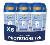 Dove, Deodorante Roll On Advanced Care Talco, Deodorante Antitraspirante, Formula Delicata Con Tripla Azione Idratante, Protezione Fino a 48 Ore, Deodorante Uomo e Donna, 6 Pezzi da 50 ml