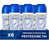 Dove, Deodorante Roll On Advanced Care Talco, Deodorante Antitraspirante, Formula Delicata Con Tripla Azione Idratante, Protezione Fino a 48 Ore, Deodorante Uomo e Donna, 6 Pezzi da 50 ml