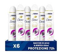 Dove Deodorante Spray Advanced Care Go Fresh Açaí, con Formula Idratante e Delicata sulla Pelle, Senza Alcol, Pelle Asciutta Fino a 72 Ore, Deodorante Uomo e Donna, 6 Pezzi da 150ml