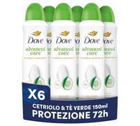 Dove Deodorante Spray Advanced Care Go Fresh Cetriolo e Tè Verde – Senza Alcol – 6 x 150 ml