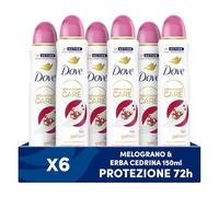 Dove Deodorante Spray Advanced Care Go Fresh Melograno, con Formula Idratante e Delicata sulla Pelle, Senza Alcol, Pelle Asciutta Fino a 72 Ore, Deodorante Uomo e Donna, 6 Pezzi da 150ml