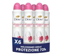 Dove Deodorante Spray Advanced Care Go Fresh Melograno, con Formula Idratante e Delicata sulla Pelle, Senza Alcol, Pelle Asciutta Fino a 72 Ore, Deodorante Uomo e Donna, 6 Pezzi da 200ml