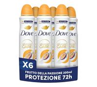 Dove Deodorante Spray Advanced Care Go Fresh Passion Fruit, con Formula Idratante e Delicata sulla Pelle, Senza Alcol, Pelle Asciutta Fino a 72 Ore, Deodorante Uomo e Donna, 6 Pezzi da 200ml