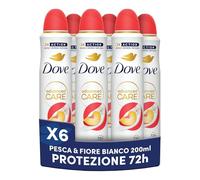 Dove Deodorante Spray Advanced Care Go Fresh Pesca, con Formula Idratante e Delicata sulla Pelle, Senza Alcol, Pelle Asciutta Fino a 72 Ore, Deodorante Uomo e Donna, 6 Pezzi da 200ml