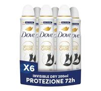 Dove Deodorante Spray Advanced Care Invisible Dry, con Formula Idratante e Delicata sulla Pelle, Formula Anti-macchia, Pelle Asciutta Fino a 72 Ore, Deodorante Uomo e Donna, 6 Pezzi da 200ml