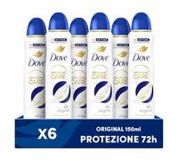 Dove Deodorante Spray Advanced Care Original, con Formula Idratante e Delicata sulla Pelle, Senza Alcol, Pelle Asciutta Fino a 72 Ore, Deodorante Uomo e Donna, 6 Pezzi da 150ml