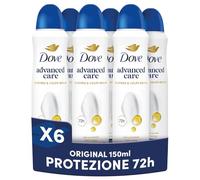 Dove Deodorante Spray Advanced Care Original, con Formula Idratante e Delicata sulla Pelle, Senza Alcol, Pelle Asciutta Fino a 72 Ore, Deodorante Uomo e Donna, 6 Pezzi da 150ml