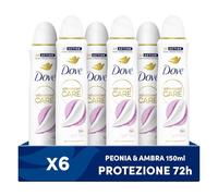 Dove Deodorante Spray Advanced Care Soft Feel, formula idratante e delicata senza alcol, 6x150 ml