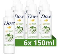 Dove Deodorante spray anti-traspirante go fresh profumo di cetriolo 0% alcool deodorante protegge 48h dall'odore del corpo e dall'umidità delle ascelle, 150 ml, 6 pezzi