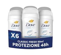 Dove Deodorante Roll On, Classic Care, Deodorante Antitraspirante Roll On, Protezione Fino a 48 Ore, con 1/4 di Crema Idratante, Formula Delicata, Deodorante Uomo e Donna, 6 Pezzi da 50 ml