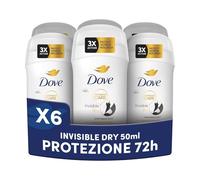 Dove Deodorante Stick Invisible Dry, Deodorante Antitraspirante, Formula Antimacchie, Protezione Fino a 72 Ore, Pro-Ceramide Technology, Ingredienti Idratanti, Deodorante Uomo e Donna, 6 Pezzi da 50ml