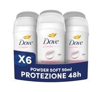 Dove Deodorante Stick, Powder Care, Deodorante Antitraspirante in Stick, Protezione Fino a 48 Ore, con 1/4 di Crema Idratante, Formula Delicata, Deodorante Uomo e Donna, 6 Pezzi da 50 ml