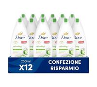 Dove Doccia Refreshing al Cetriolo e Tè Verde, Bagnodoccia Idratante, Formula Delicata sul Microbioma della Pelle, al 92%* Biodegradabile, Bagnodoccia Uomo e Donna, 12 Pezzi da 250 ml