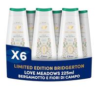 Dove Docciaschiuma Bridgerton Love & Meadows, Limited Edition, con Pro-Ceramide Technology e Agenti a Base Vegetale, Note di Bergamotto e Fiori di Campo, Senza Solfati e Parabeni, 6 Pezzi da 225ml