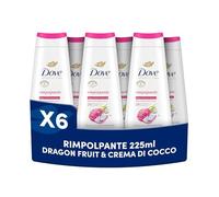 Dove Docciaschiuma Dragon Fruit & Coconut, Bagnodoccia Idratante, Formula Delicata al 94% Biodegradabile, con Agenti Idratanti Vegetali, Senza Solfati SLES, Bagnodoccia Uomo e Donna, 6 Pezzi da 225 ml