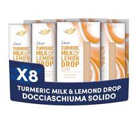 Dove Docciaschiuma Solido Turmeric Milk & Lemond Drop, con Latte Vegetale di Curcuma, Note di Limone Dolce e Fiori d'Arancio, 100% Detergenti Delicati, Senza Solfati, Formula Delicata, 8 Pezzi