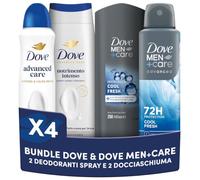 Dove & Dove Men+Care Bundle Deodoranti Spray e Docciaschiuma 4 Pezzi