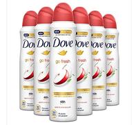 Dove, Go Fresh Deodorante Spray Mela, con 1/4 Crema Idratante, Antitraspirante, Senza Alcool, Pelle Asciutta Fino a 48 Ore, Profumazione alla Mela, Deodorante Uomo e Donna, 6 Pezzi da 150 ml