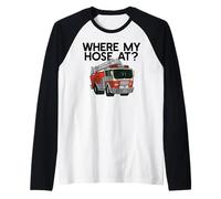 Dove Il Mio Tubo A? Divertente Firefigter Fire Engine Truck Meme Maglia con Maniche Raglan