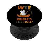 Dov'è il pesce - Divertente gioco di parole Amante della pesca del gatto PopSockets PopGrip Adesivo