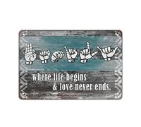 Dove la vita inizia e l'amore non finisce mai a mano Retro Targa in metallo Poster in metallo Targa vintage Bar per la casa Decorazioni per esterni da cucina Pittura in ferro Cafe Club Man Cave Targa