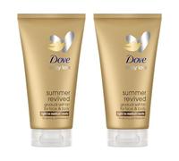 Dove Lozione Viso e Corpo Autoabbronzante Summer Revived, Per Pelli Chiare e Medie, Abbronzatura Graduale, Finish Naturale, Pelle Luminosa, 72H di Idratazione, Con Estratto di Aloe Vera, 2x 75ml