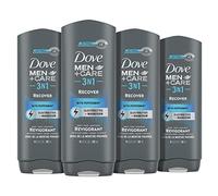 DOVE MEN + CARE Post-Workout 3-IN-1 (Body + Face + Hair Wash) With Peppermint 4 Count Infused with Electrolytes + Magnesium 18 oz