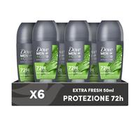 Dove Men+Care Roll On Advanced Care Extra Fresh, Deodorante Uomo Antitraspirante Senza Alcol, con 1/4 di Crema Idratante, Protezione Fino a 72 Ore, 6 Pezzi da 50 ml