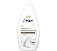 Dove Bagnodoccia Nutrimento Delicato, Idratante Dermo-Naturale, Olio di Cocco, 1/4 Crema Idratante, Dermatologicamente Testato, Bagnoschiuma Uomo e Donna, 100% Bottiglia Riciclata* 450 ml