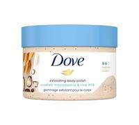 Dove Peeling Body Polish Body Peeling per pelle secca e opaca, latte di macadamia e riso lucido e nutre la pelle, 297 ml
