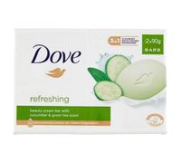 Dove Saponette Refreshing Cetriolo e té Verde, 1 confezione da 2 saponette, 2x90 grammi