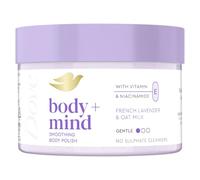 Dove Body+Mind Scrub con Vitamina E antiossidante e Niacinamide, Lavanda Francese e Latte di Avena, Senza Solfati, 295ml, 1 pezzo