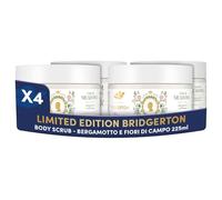 Dove Scrub Corpo Bridgerton Love & Meadows, Limited Edition, con Detergenti a Base Vegetale e ¼ di Crema Idratante, Note di Bergamotto e Fiori di Campo, Senza Solfati, 4 Confezioni da 225 ml