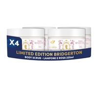 Dove Scrub Corpo Bridgerton Raspberry Rendezvous, Limited Edition, con Detergenti a Base Vegetale e ¼ di Crema Idratante, Note di Lampone e Vaniglia, Senza Solfati, 4 Confezioni da 225 ml