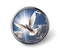 Dove Sky - Bottoni rotondi in metallo squisiti rotondi per distintivo, alla moda, classici, per camicie, vestiti, spilla da 2,5 cm