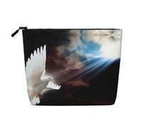 Dove Sun Art - Borsa per cosmetici a strato singolo, in finto lino, grande capacità, ideale per viaggi e viaggi d'affari