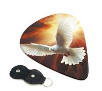 Dove Sun Art - Confezione da 6 plettri per chitarra con porta plettro in pelle, portachiavi, custodia per plettri, arte astratta, per chitarra elettrica acustica, ukulele, 0,71 mm