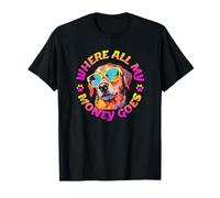 Dove Tutti i Miei Soldi Vanno Golden Retriever Beach Retro Maglietta