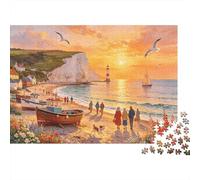 Dover White Cliff Jigsaw Puzzle 1000 Pieces Recycled Material Twilight Beach Puzzles for Boy & Girl Ages 6 Years su Divertente e Stimolante Family Game Activity 52x38cm/1000pcs