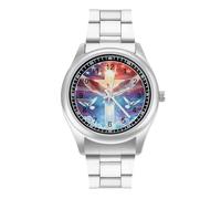 Doves U.S.A. - Orologio da polso al quarzo, in acciaio inox, con numeri arabi, per uomo e donna