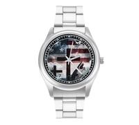 Doves U.S.A. - Orologio da polso al quarzo, in acciaio inox, con numeri arabi, per uomo e donna