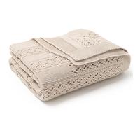 DovFanny Coperta in cotone per neonati e bambine, 100 x 80 cm, colore: beige