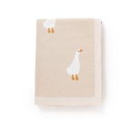 DovFanny Coperta per Bambino 100% Cotone Maglia Morbida per Neonato con Deliziosa Zebra, 100 x 80 cm (camel-goose)