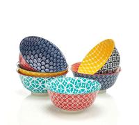 DOWAN Ciotole da dessert in ceramica, 945 ml, colori vivaci, per il giorno del Ringraziamento e Natale, grande set di ciotole per pasta, insalata, gelato e farina d'avena, set da 6